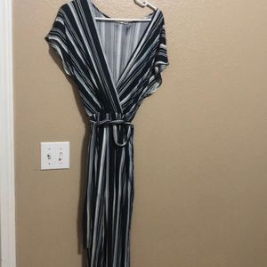 Navy with white and green Capri Romper